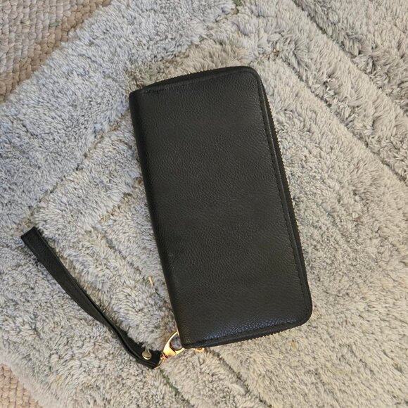 NEW Gold Black Wallet with Zipper - Picture 3 of 5